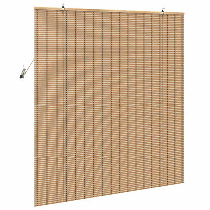 Rollo mit Vorhängen Hellbraun 150 x 160 cm Bambus