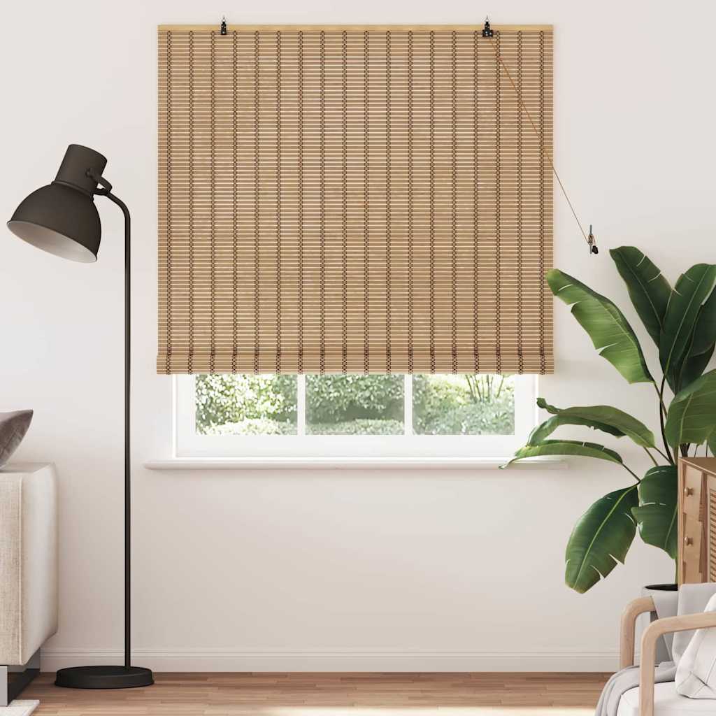 Rollo mit Vorhängen Hellbraun 150 x 220 cm Bambus
