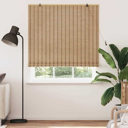 Rollo mit Vorhängen Hellbraun 150 x 220 cm Bambus