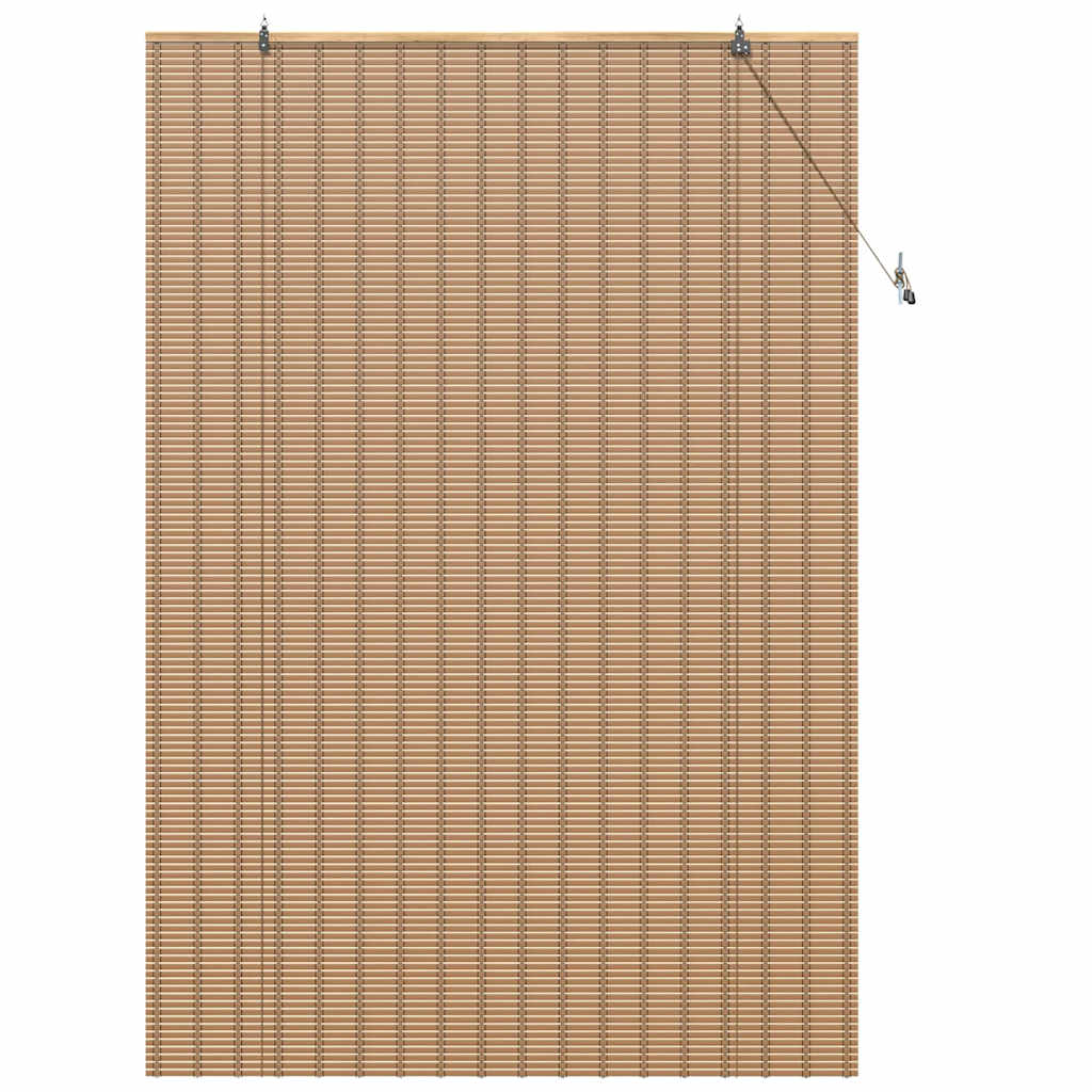 Rollo mit Vorhängen Hellbraun 150 x 220 cm Bambus