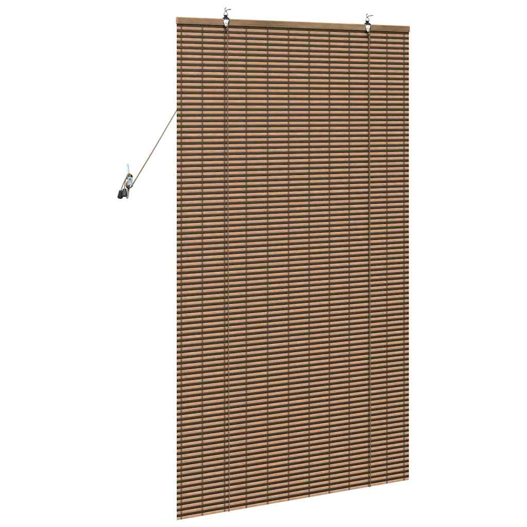 Fensterjalousie mit Vorhängen Braun 80 x 160 cm Bambus