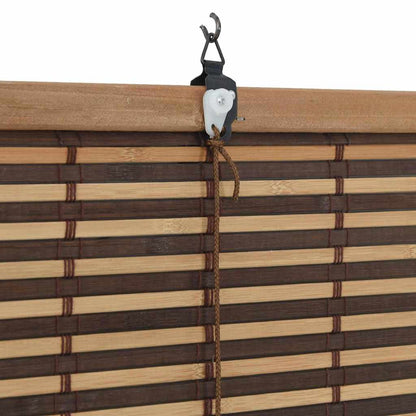 Fensterjalousie mit Vorhängen Braun 80 x 220 cm Bambus