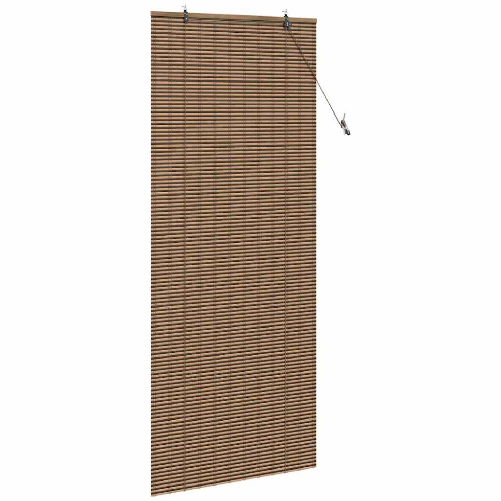 Fensterjalousie mit Vorhängen Braun 80 x 220 cm Bambus