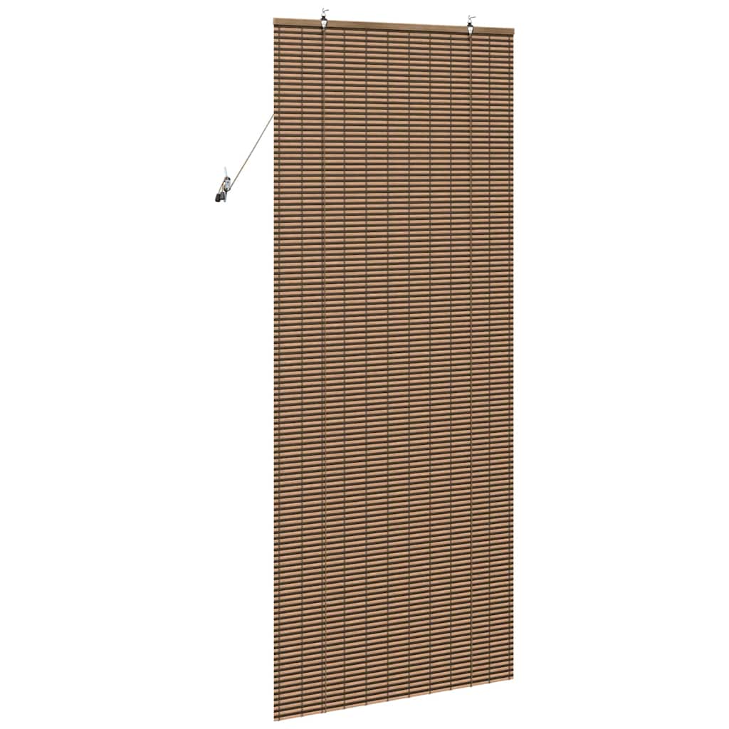 Fensterjalousie mit Vorhängen Braun 80 x 220 cm Bambus