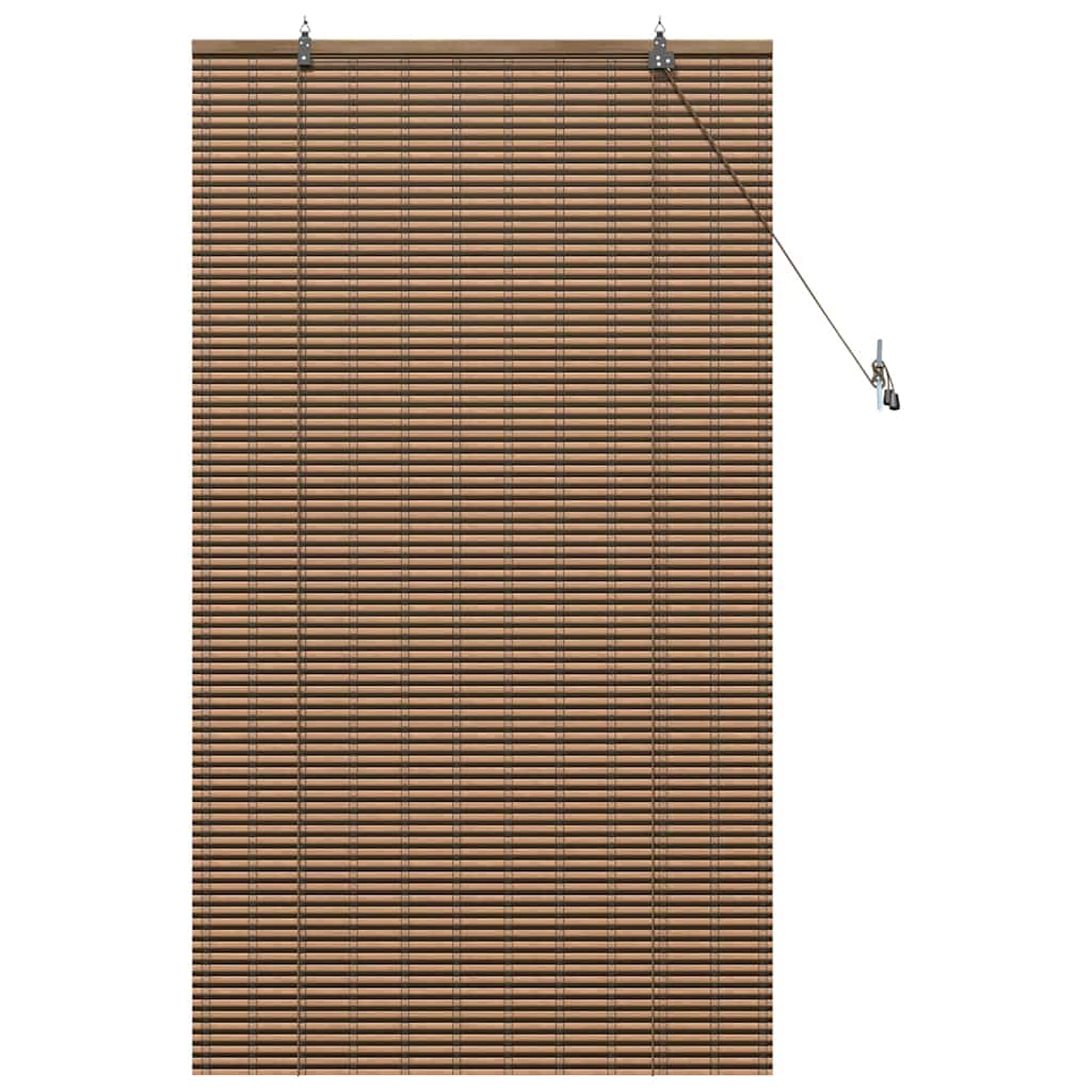 Fensterjalousie mit Vorhängen Braun 90 x 160 cm Bambus
