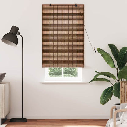 Fensterjalousie mit Vorhängen Braun 90 x 220 cm Bambus