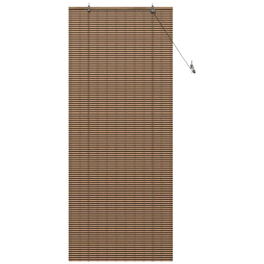 Fensterjalousie mit Vorhängen Braun 90 x 220 cm Bambus