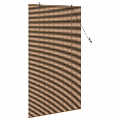 Fensterjalousie mit Vorhängen Braun 100 x 160 cm Bambus