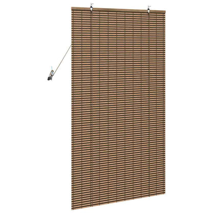 Fensterjalousie mit Vorhängen Braun 100 x 160 cm Bambus