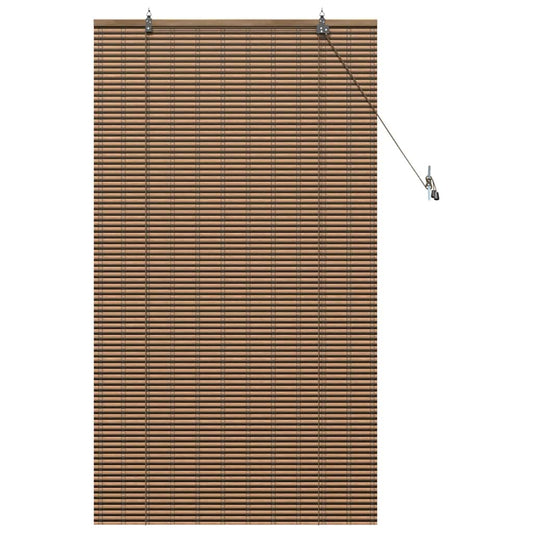 Fensterjalousie mit Vorhängen Braun 100 x 160 cm Bambus