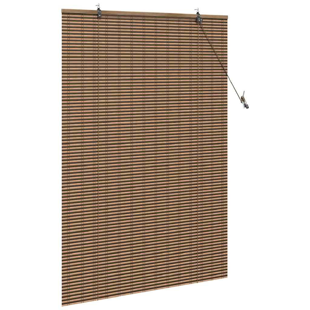 Fensterjalousie mit Vorhängen Braun 110 x 160 cm Bambus