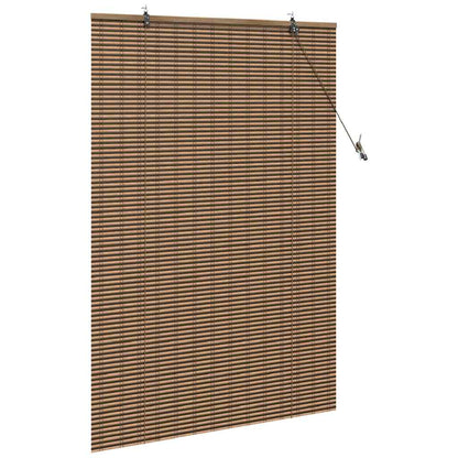 Fensterjalousie mit Vorhängen Braun 110 x 160 cm Bambus