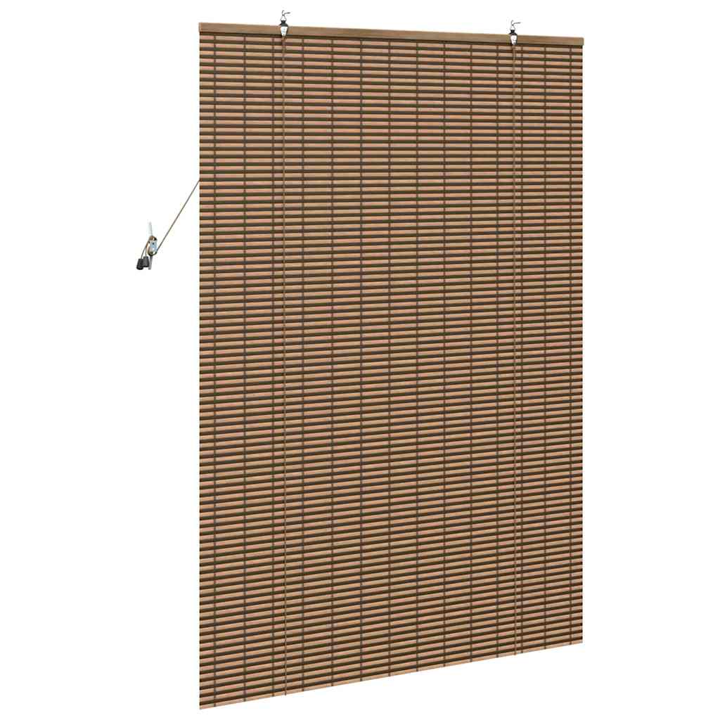 Fensterjalousie mit Vorhängen Braun 110 x 160 cm Bambus