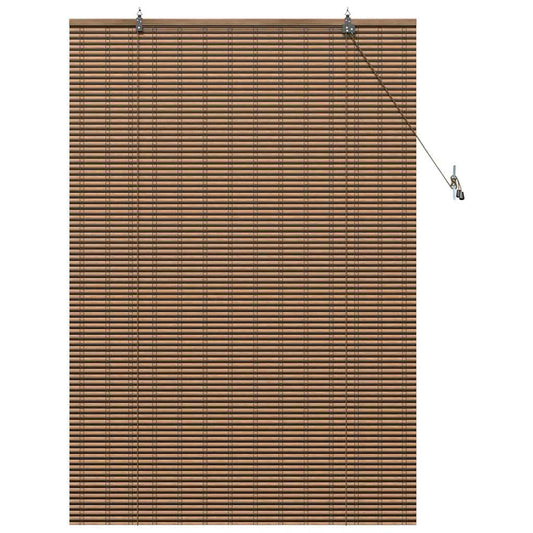Fensterjalousie mit Vorhängen Braun 110 x 160 cm Bambus