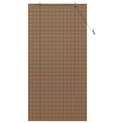 Fensterjalousie mit Vorhängen Braun 110 x 220 cm Bambus