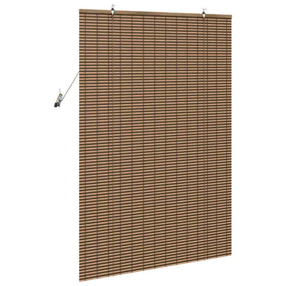 Fensterjalousie mit Vorhängen Braun 120 x 160 cm Bambus
