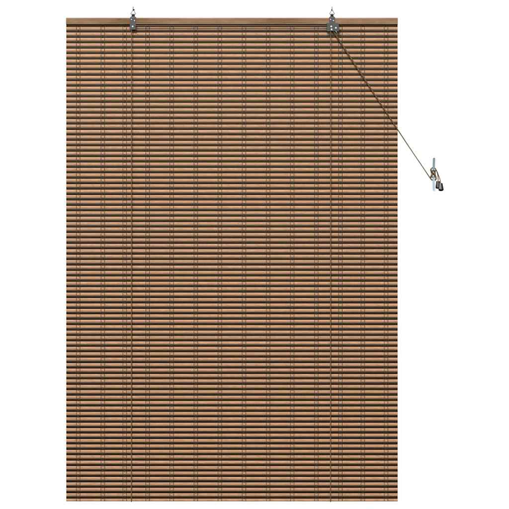 Fensterjalousie mit Vorhängen Braun 120 x 160 cm Bambus