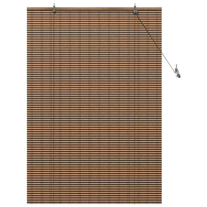 Fensterjalousie mit Vorhängen Braun 120 x 160 cm Bambus