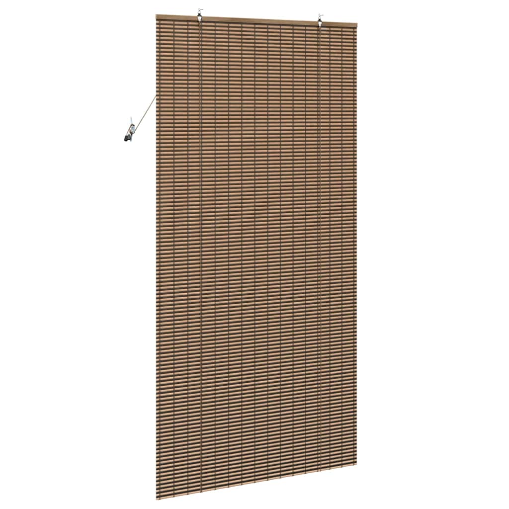Fensterjalousie mit Vorhängen Braun 120 x 220 cm Bambus