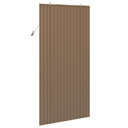 Fensterjalousie mit Vorhängen Braun 120 x 220 cm Bambus