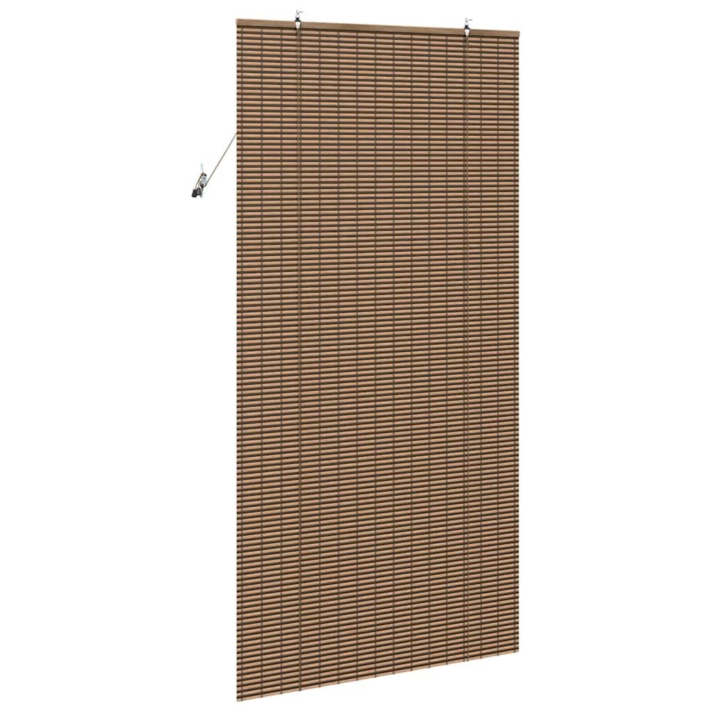 Fensterjalousie mit Vorhängen Braun 120 x 220 cm Bambus