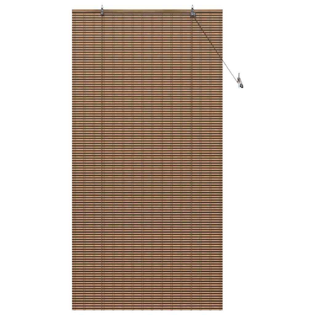 Fensterjalousie mit Vorhängen Braun 120 x 220 cm Bambus