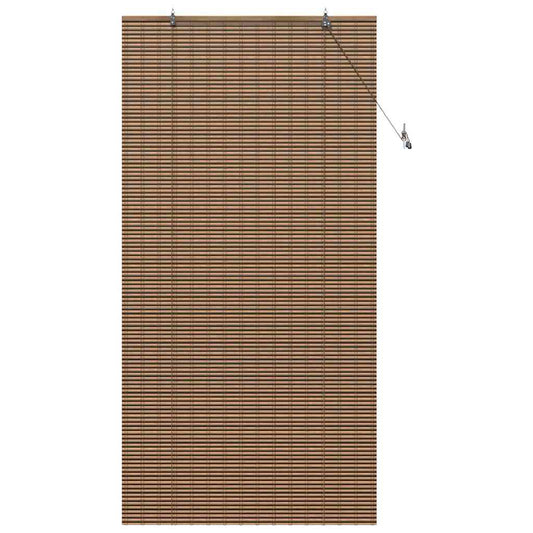 Fensterjalousie mit Vorhängen Braun 120 x 220 cm Bambus