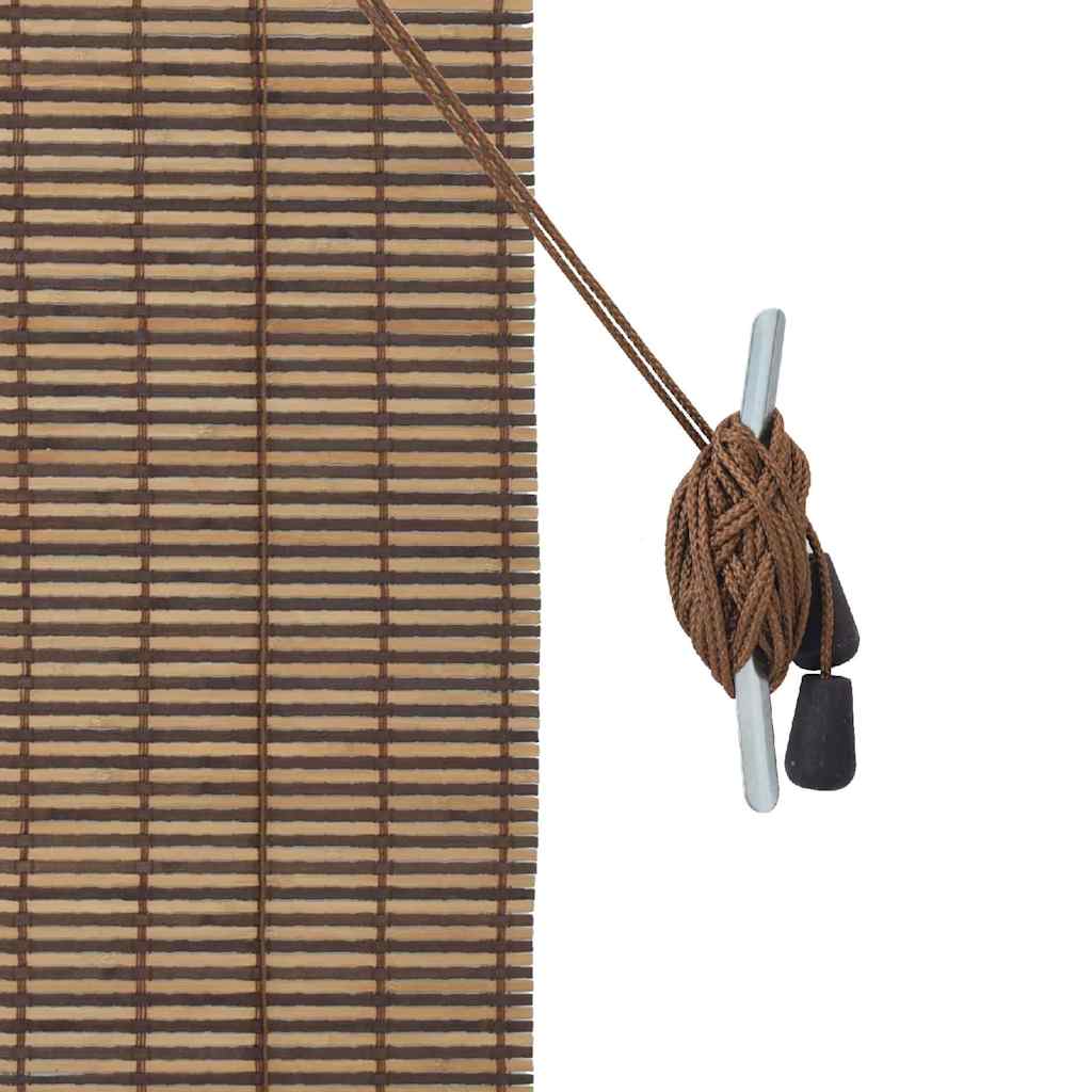 Fensterjalousie mit Vorhängen Braun 140 x 160 cm Bambus