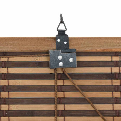 Fensterjalousie mit Vorhängen Braun 140 x 160 cm Bambus