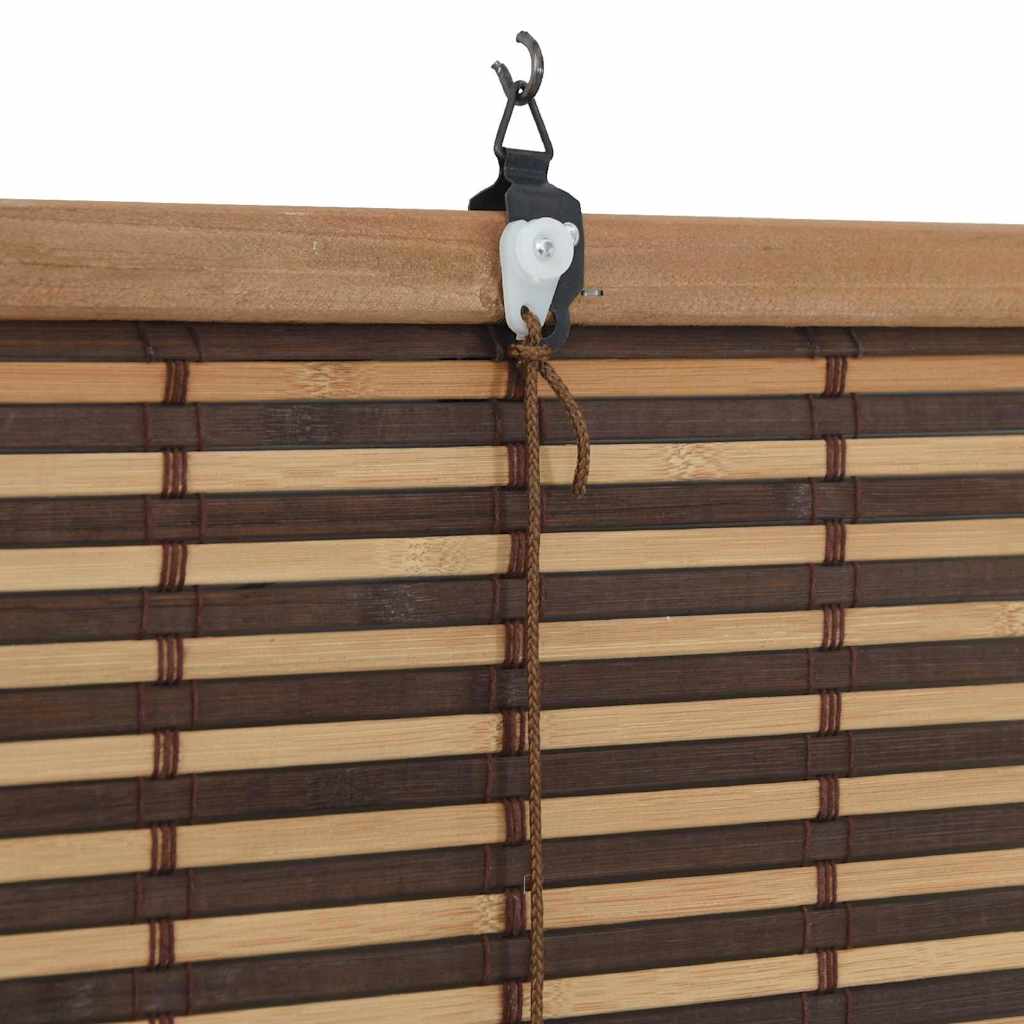 Fensterjalousie mit Vorhängen Braun 140 x 160 cm Bambus