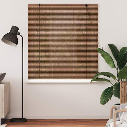 Fensterjalousie mit Vorhängen Braun 140 x 160 cm Bambus