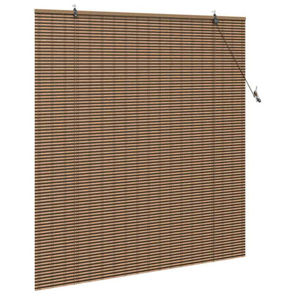 Fensterjalousie mit Vorhängen Braun 140 x 160 cm Bambus