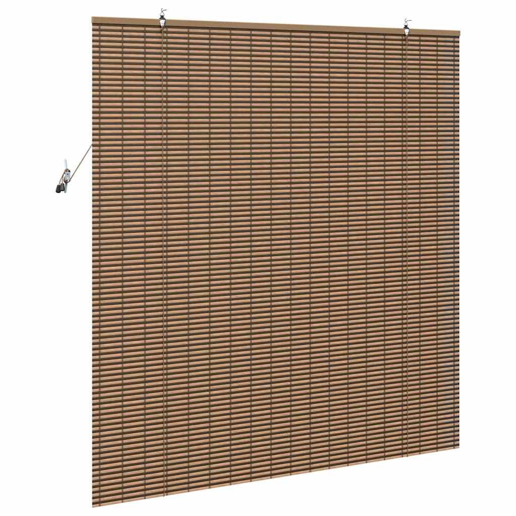 Fensterjalousie mit Vorhängen Braun 140 x 160 cm Bambus