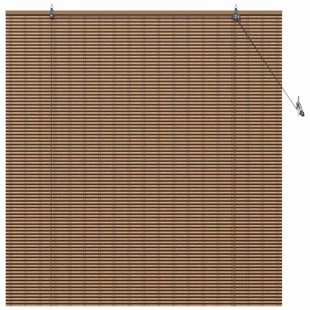 Fensterjalousie mit Vorhängen Braun 140 x 160 cm Bambus