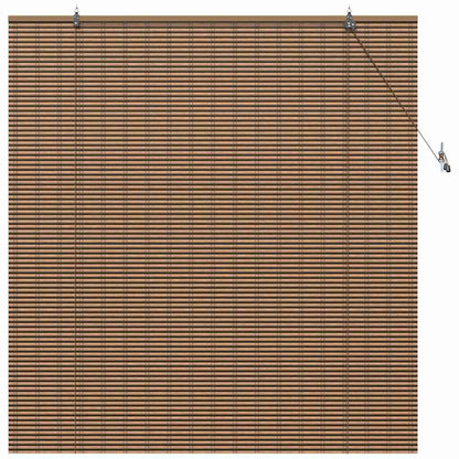Fensterjalousie mit Vorhängen Braun 140 x 160 cm Bambus