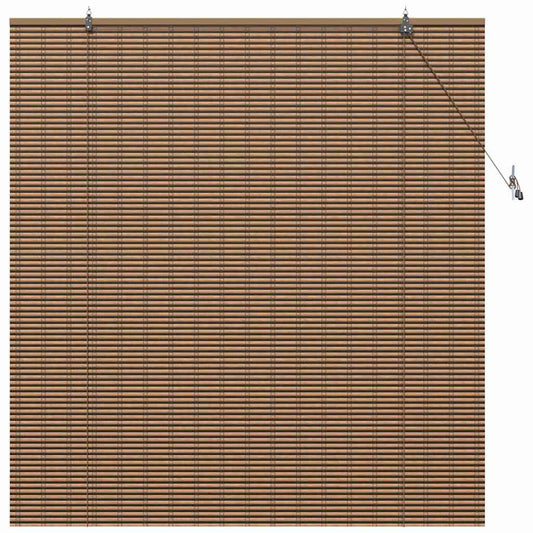 Fensterjalousie mit Vorhängen Braun 140 x 160 cm Bambus