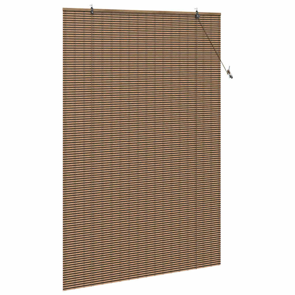 Fensterjalousie mit Vorhängen Braun 140 x 220 cm Bambus
