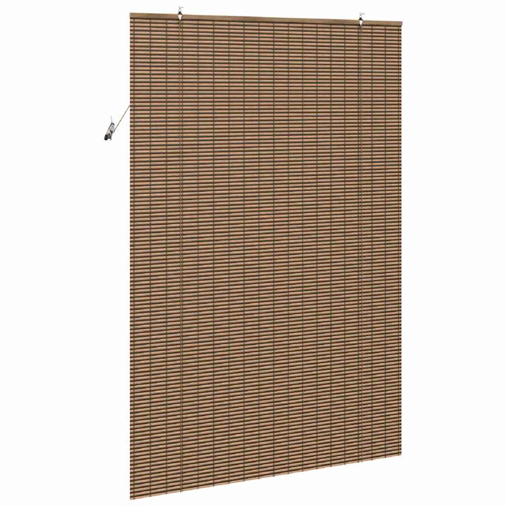 Fensterjalousie mit Vorhängen Braun 140 x 220 cm Bambus