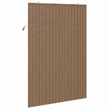 Fensterjalousie mit Vorhängen Braun 140 x 220 cm Bambus