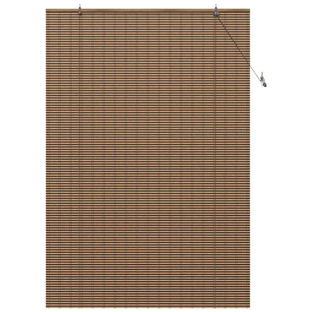 Fensterjalousie mit Vorhängen Braun 140 x 220 cm Bambus