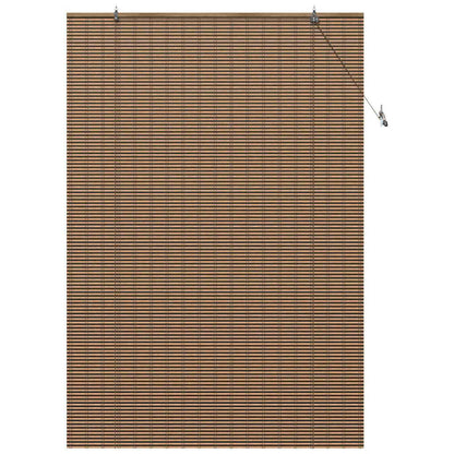 Fensterjalousie mit Vorhängen Braun 140 x 220 cm Bambus