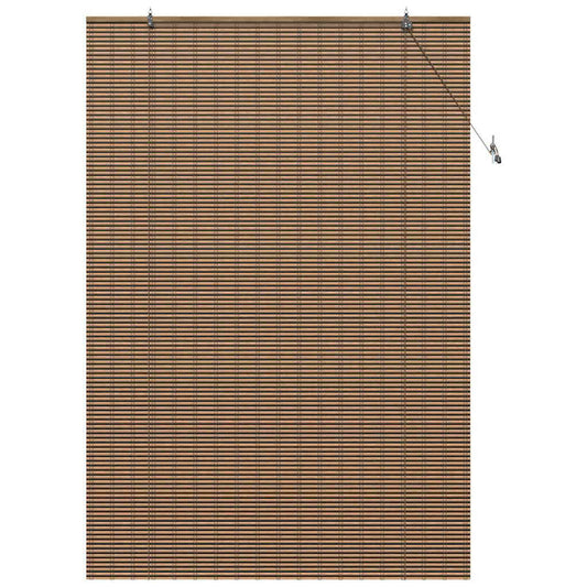 Fensterjalousie mit Vorhängen Braun 140 x 220 cm Bambus