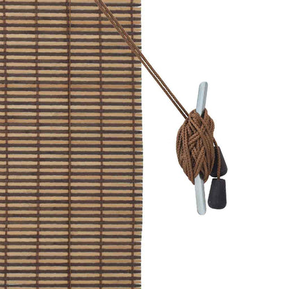 Fensterjalousie mit Vorhängen Braun 150 x 160 cm Bambus