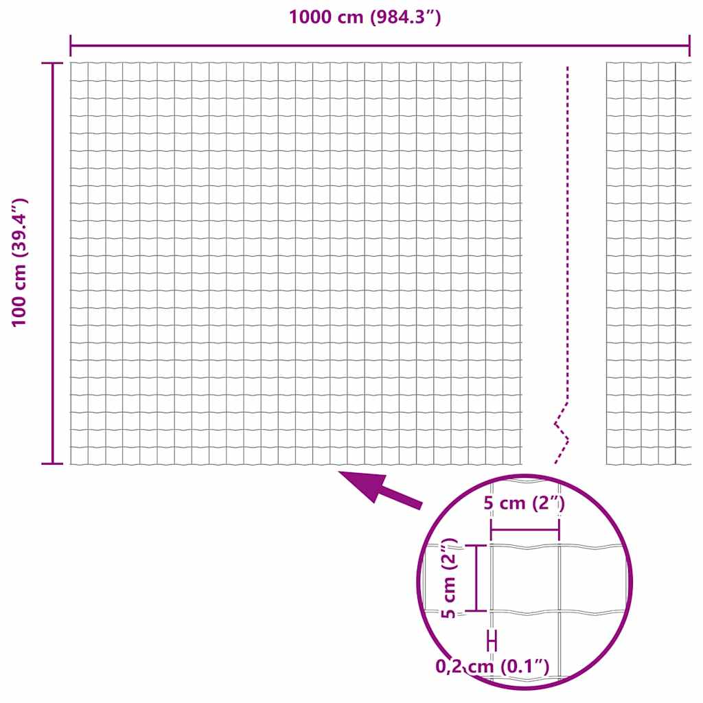 Eurozaun Grau 1 x 25 m PVC-beschichtetes Eisen