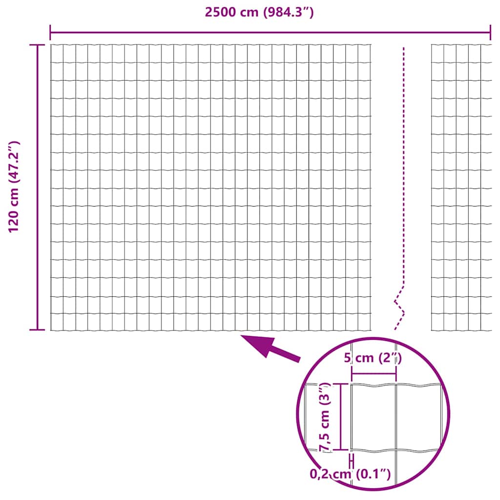 Eurozaun Grau 1.2 x 25 m PVC-beschichtetes Eisen