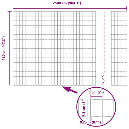 Eurozaun Grau 1.2 x 25 m PVC-beschichtetes Eisen