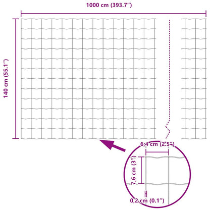 Eurozaun Grau 1.4 x 10 m PVC-beschichtetes Eisen