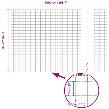 Eurozaun Schwarz 1.6 x 10 m PVC-beschichtetes Eisen
