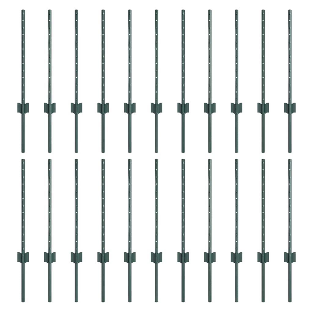 Zaunpfosten Silber 22 pcs Grün Stahl
