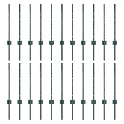 Zaunpfosten Silber 22 pcs Grün Stahl
